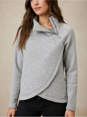 Athleta Light Gray Asymmetrical Zip Mock Neck Sweatshirt Women’s | Size XXS